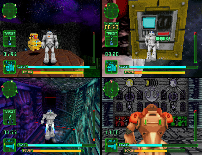 screenshots: moon mission, space mission, mothership mission, big mural hinting at a puzzle