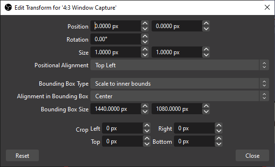 transform window with bounding box settings